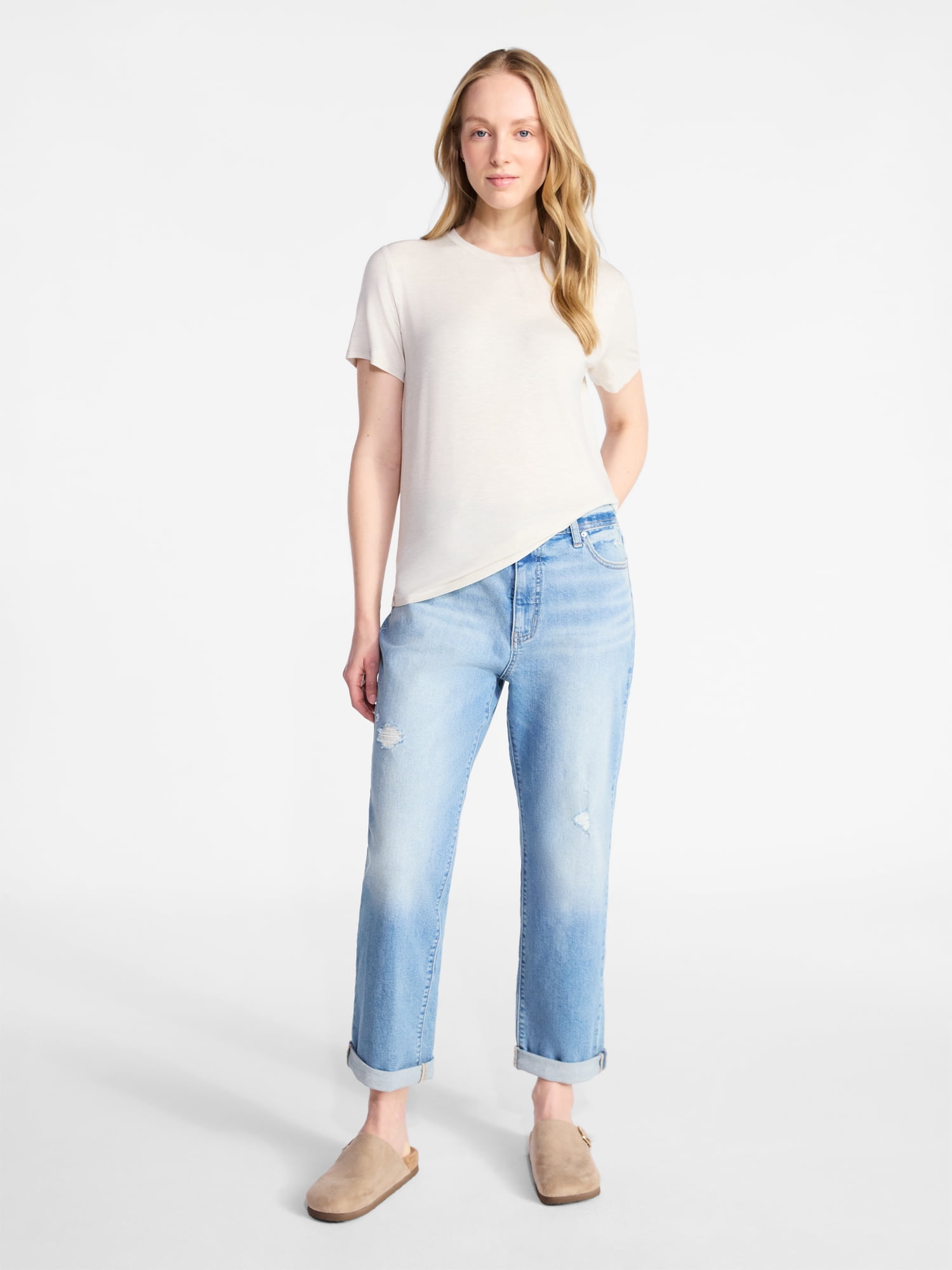 Time and Tru Women's Boxy Tee with Short Sleeves, Sizes XS-XXXL