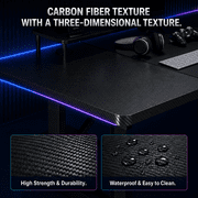 GTPLAYER 55 Large RGB Sturdy Gaming Desk with Mouse Pad T-Shaped Office Chair Computer Desk Spacious Work Surface Table, Black