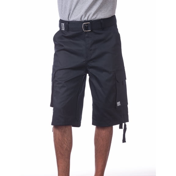 Pro Club Men's Cotton Twill Cargo Shorts with Belt NVY-40