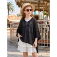 thumbnail image 3 of Ticikt Kids Girls' Knit Beach Cover Up, Hollow Crochet Poncho Sun Shawl for Swimwear 7-12Y, 3 of 8