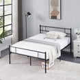 thumbnail image 4 of Javlergo Full Size Metal Platform Bed Frame with Modern Headboard and Footboard, Black, 4 of 7
