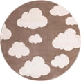 thumbnail image 2 of Unique Loom Whimsy Kids Collection Area Rug - Clouds (4' 1" Round Hazelnut Beige/Ivory), 2 of 9