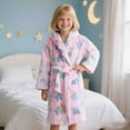 thumbnail image 2 of FYDUU Kids Hooded Bathrobe Girls Cozy Robes Soft Plush Hooded Flannel Pajamas Sleepwear Cartoon Print Nightwear Comfort Children's Soft Homewear Comfort Sport Wear, 2 of 4