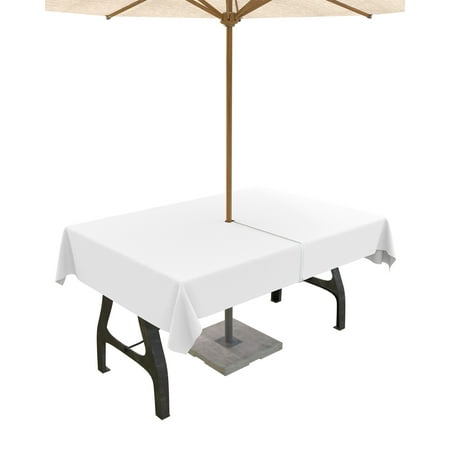 

Lsrtoss Outdoor Tablecloth with Umbrella Hole & Zipper White Rectangle Tablecloth 60x120 Inch Modern Simple White Backdrop Patio Table Cover Waterproof Table Cloth for Picnic/Party