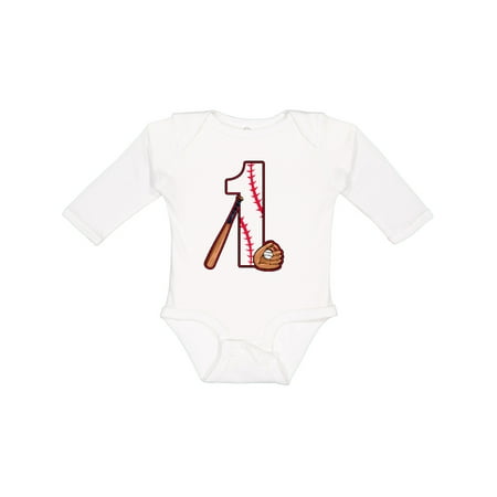 

Inktastic Baseball First Birthday- One Year Old Gift Baby Boy or Baby Girl Long Sleeve Bodysuit