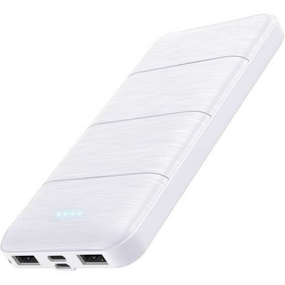 15000mAh Portable Charger Power Bank - Dual USB 5V3.1A Fast Charger, Compatible with Smartphones & All USB Devices (White)