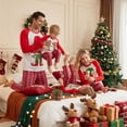 thumbnail image 4 of Christmas Pajamas for Family, Long Sleeve Elf Print Tops + Plaid Pants Set Sleepwear Loungewear, 4 of 7