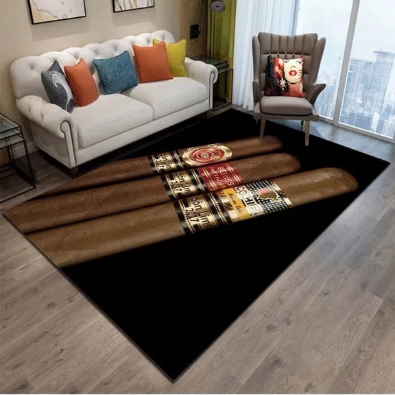 Tobacco Cigar Smoke Series Drink Area Rug Carpet Rug for Living Room Bedroom Sofa Doormat ration Kid Play Non-slip Floor Mat