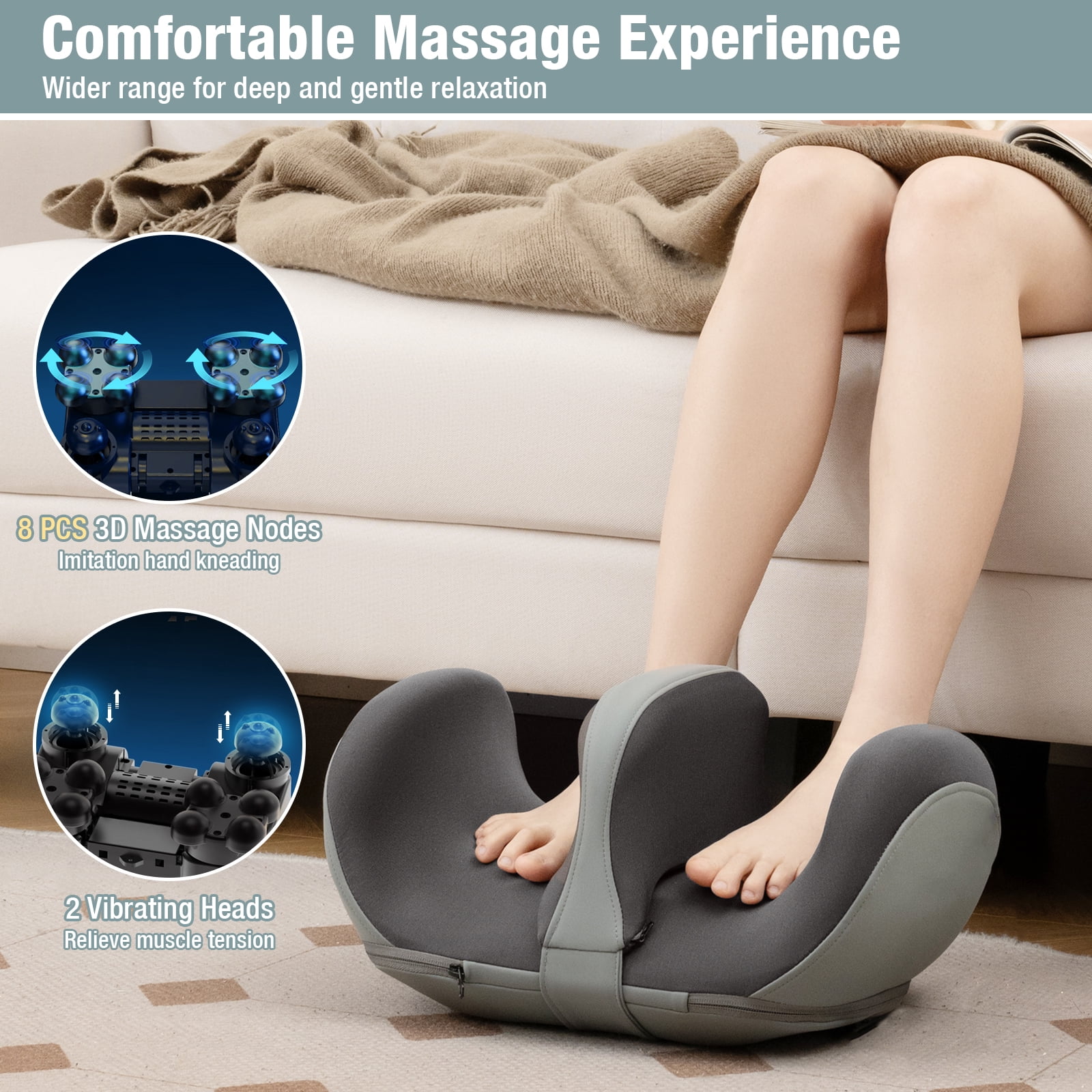 Giantex Electric Foot Massager, Calf Massager w/3 Massage Intensity, Vibration, Detachable Middle Sponge