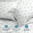 thumbnail image 6 of WelHome 100% Cotton Percale 4-Piece Queen Size Deep Pocket Printed Bed Sheets Set, 1 Fitted, 1 Flat Sheet with 2 Pillowcases, Ultra Light, Breathable & Super Soft Sheets, Gray Leaves, 6 of 7