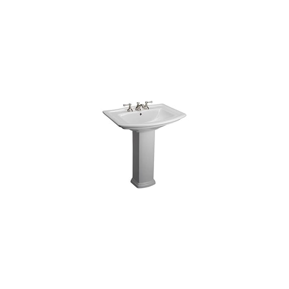 Pedestal Lavatory Sink - 26 Inch Bathroom Vessel Sink - Vitreous China - Elegant Design - Mounting Hardware Included