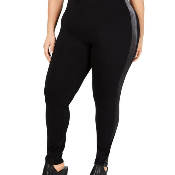 Style & Co. Womens Velvet Trim Casual Leggings, Black, Plus Size, 16W