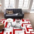 thumbnail image 3 of Red Grey Area Rug, Modern Geometric Abstract Art Decorative Rug, Comfortable Soft Breathable With Non-Slip Backing Carpet For Living Room Bedroom Dining Room 4 x 5ft, 3 of 6