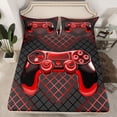 thumbnail image 2 of jejeloiu Kids Gamepad Controller Twin Sheet Sets,Gamer Gaming Twin Fitted Sheet,Red Black Flat Sheet For Adults,Ultra Soft Home Decor,3 Pieces, 2 of 7