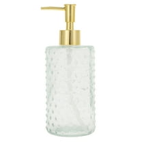 Unique Bargains 1 Pc Cylinder Dot Soap Dispenser 14.2oz Clear Gold Tone