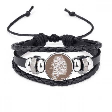 korean map seoul and busan bracelet braided leather woven wristband