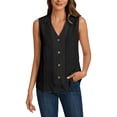 thumbnail image 2 of Chiffon Tank Tops for Women Summer V Neck Collared Button Up Loose Sleeveless Shirt Dressy Casual Work Blouse Vest Tops, 2 of 8