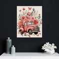 thumbnail image 5 of COMIO Valentines Framed Canvas Wall Art for Living Room Pink Red Truck Rose Wall Decor, Love Heart Branch Leaves White Aesthetic Paintings for Bedroom Kitchen, Ready to Hang Valentine Day Wall, 5 of 5