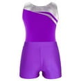 thumbnail image 6 of YONGHS Leotards for Girls Sleeveless Ballet Dance Unitard Workout Outfits with Shorts Gymnastics Biketards Purple 14, 6 of 7