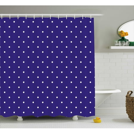 Navy Shower Curtain Cute Polka Dots Pattern Nostalgic Feminine Navy Shower Curtain Cute Polka Dots Pattern Nostalgic Feminine Shabby Chic Little Spots Artistic Motif