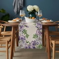 thumbnail image 2 of Purple Flowers Table Runner - 90 Inch Long, Kitchen Dining Table Runner Dresser Scarves, Spring Leaves Floral Plants Beige Farmhouse Decor for Coffee Tables Wedding Party Banquet, 2 of 8