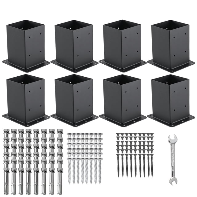 Base para postes AXWHYS 4x4, 8 unidades, tamaño interior, 9,14 x 9,14 cm, acero