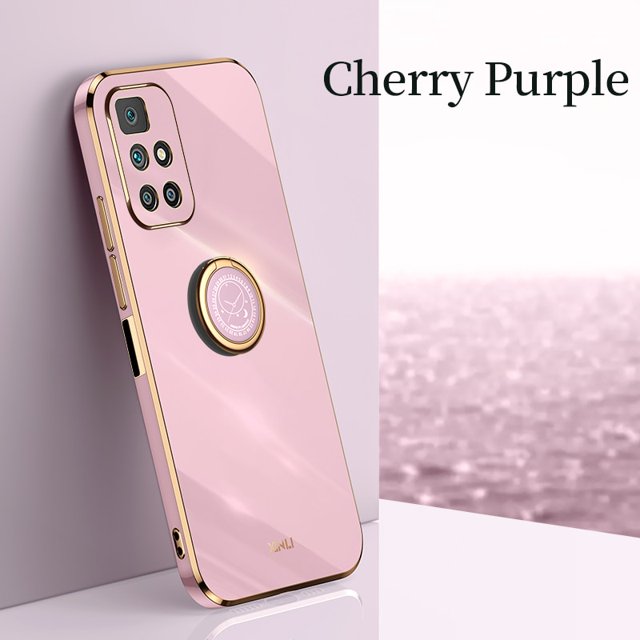 Funda de teléfono cuadrada con soporte de anillo chapado para Xiaomi Redmi 10 Note 10 pro 11 Redmi10 Note10 S 10s 10pro 5g 4G, funda de silicona con soporte Tan Jianjun unisex