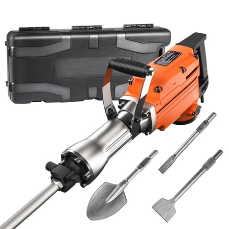 2200W Demolition Jack Hammer, 1400 BPM Heavy Duty Concrete Breaker with 6 Chisels Bit & Gloves, Swiveling Handle