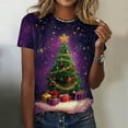 thumbnail image 2 of Kedxroy Christmas Shirt Women Christmas Print T Shirt Vintage Graphic Short Sleeve Tops Tees(Purple,L), 2 of 6