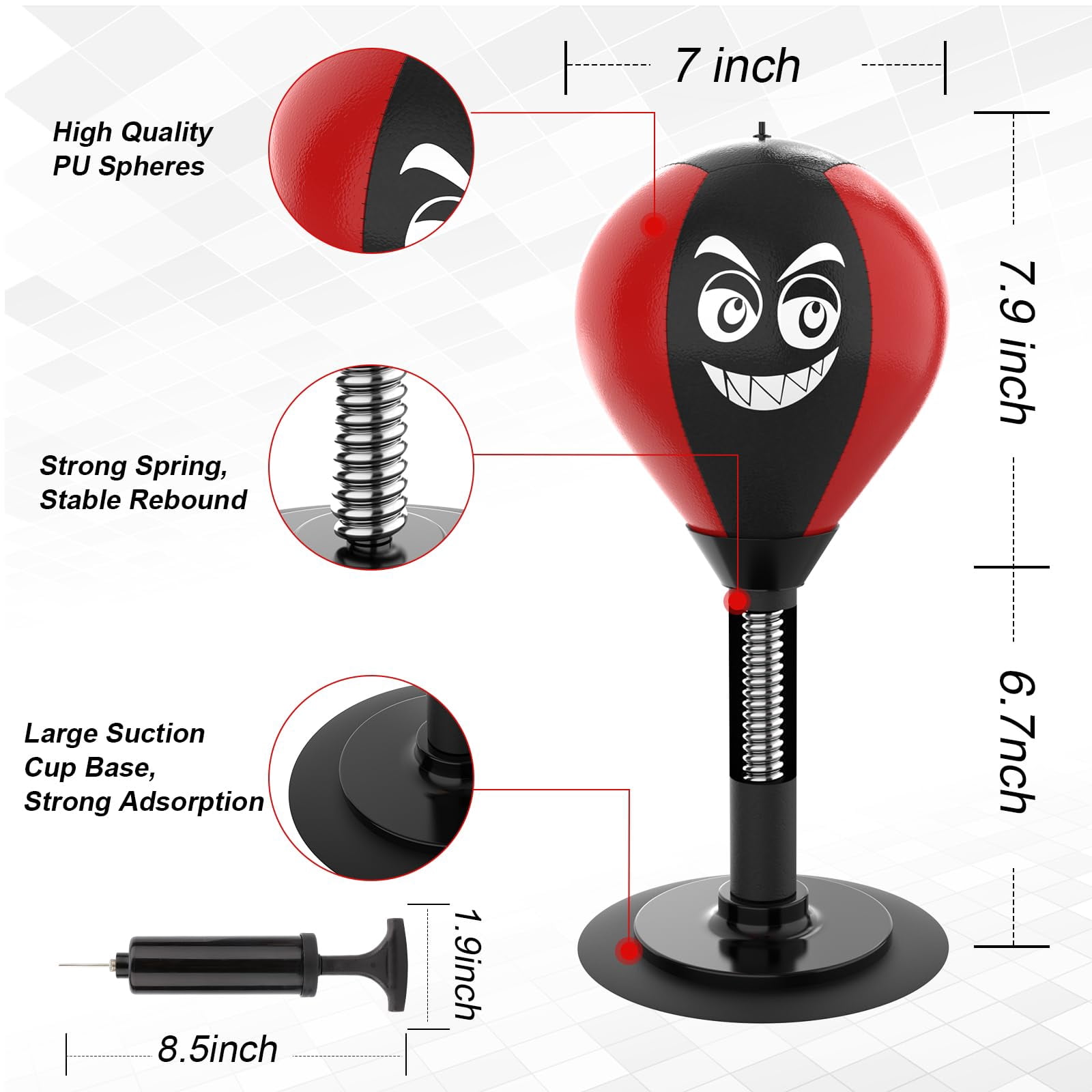 Desktop Punching Bag With Suction Cup - For Office Desk  Heavy Duty Boxing Ball Adults And Fun Gift Coworkers & Friends