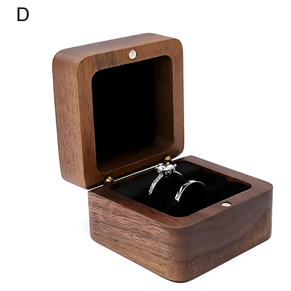 XIBUFE 2026 New Wood Single Ring Box-Walnut Storage-Wooden Box for Engagement Rings,Promise Rings&Wedding Bands-Proposal Ring Box-Rustic Jewelry Box for Mr and Mrs