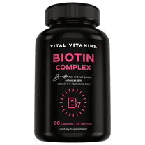 Vital Vitamins Biotin Complex - with Hyaluronic Acid, MSM, Collagen - Hair, Skin, & Nails - 60 Ct