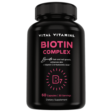 Vital Vitamins Biotin Complex - with Hyaluronic Acid, MSM, Collagen - Hair, Skin, & Nails - 60 Ct