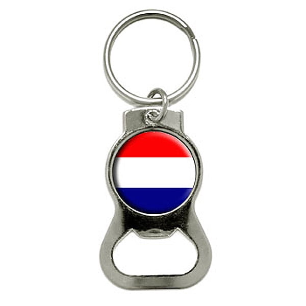 Netherlands Holland Flag Round Bottle Opener Keychain by Graphics and More