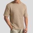 thumbnail image 2 of UVEASISHA Short Sleeve Tee Shirts for Men Solid Color Textured T-Shirt Summer Casual Loose Crewneck Pullover Cozy Base Layer Tshirt Khaki L, 2 of 8