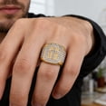 thumbnail image 5 of Flydeer Rings for Men Titanium Steel Hip Hop Iced Out Rings Yellow Men Rings Cross Rings Bling Religious Jewelry Size 8, 5 of 6