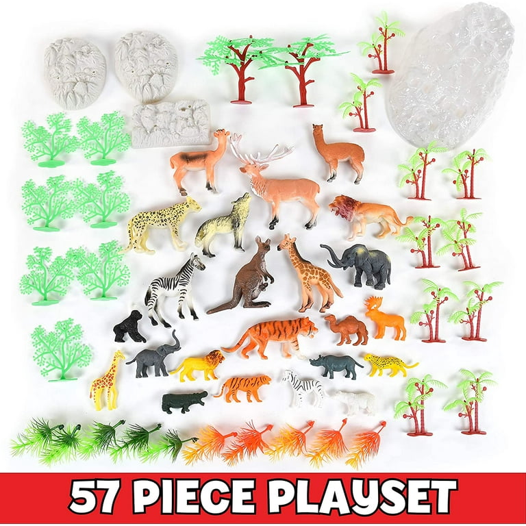 Toymendous Wild Animal Safari Bucket of Figures - 57 Plastic