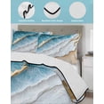 thumbnail image 4 of Quilts Twin Size, Coastal Beach Soft Comforter Bedding Set for Bed, Nautical Ocean Blue Beige Seaside Lightweight Quilted Bedspread with Pillow Cover(2 Pieces) for All Season, 68x86 Inch, 4 of 6