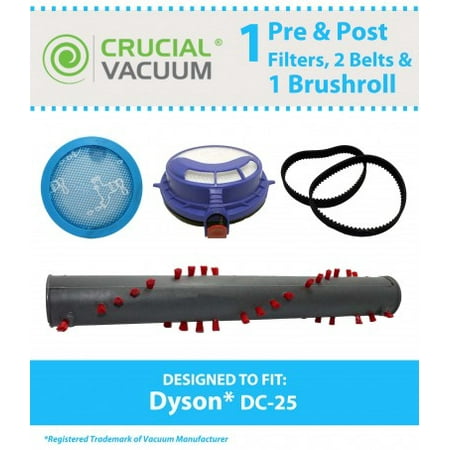 Dyson DC25 Pre & Post Filter, 2 Belts & Roller, Part # 916188-05, 914790-01, 917391-01, (Best Hang On Filter)