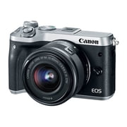 canon eos m6 24.2 megapixel mirrorless camera with lens - 15 mm - 45 mm - silver (1725c011)