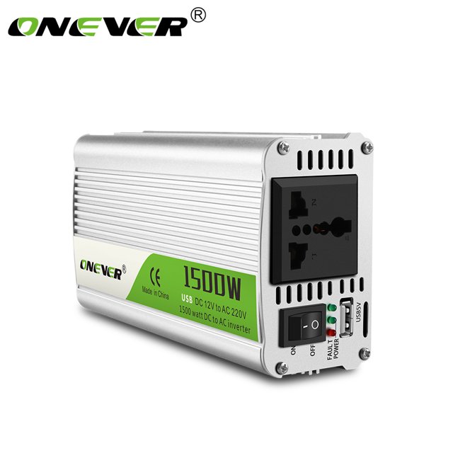 Onever 1500W/2800W(Pico) Convertidor Inversor De Energía Para Automóvil Dc 12V A Ac 220V Convertidor Fuente De Alimentación Energía De Onda Sinusoidal Modificada Con Puerto Usb / Enchufe Universal / seitruly VI006712-00