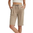 thumbnail image 2 of Yutgune Womens Athletic Yoga Bermuda Shorts Elastic Waist Mid Rise Jogger Style Workout Running Summer Shorts, 2 of 9