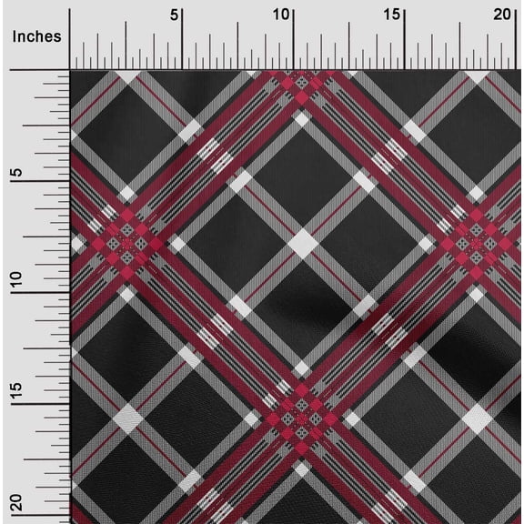 oneOone Georgette Viscose Fabric Tartan Check Print Sewing Fabric BTY 42 Inch Wide
