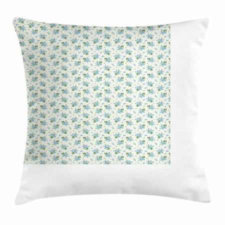 Ivory And Blue Throw Pillow Cushion Cover Forget Me Not Flowers