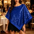 thumbnail image 2 of Elegant Women's Sequin Poncho Cape Sparkly Evening Party Shawl, Irregular Dress Up Shawl Wrap, 2 of 6