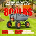 thumbnail image 5 of Garden Dump Cart Wagon, Poly Dump Cart with 10in Tires & 180° Towing Handle, Heavy Duty Wheelbaroow Yard Dump Carts and Wagons for Lawn Tractor, 800 Pound Capacity, 5 of 8