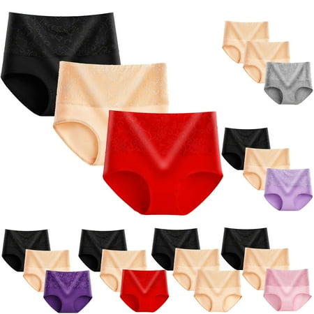 AXXD Ladies Underwear Panties Pack High Waisted Lace Silk Briefs Comfortable Cotton Sexy Underwear Rollback
