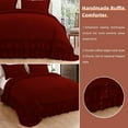 thumbnail image 5 of D.N.G. BEDDINGS 5 Piece Luxury 5 Inch Two Layer Ruffle Comforter Set Premium Super Soft, 800 TC, 100% Egyptian Cotton, Super Soft, Oversized Super King Size Burgundy Color, 5 of 7