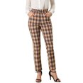 thumbnail image 1 of Allegra K Pantalones A Cuadros Escoceses Con Bolsillo Cintura Alta Elástica Pantalones De Oficina Trabajo Para Mujeres Marrón S Unique Bargains Pantalones, 1 of 6