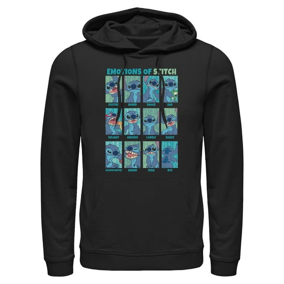 Men's Lilo & Stitch Emotions of 626 Pull Over Hoodie Black Medium